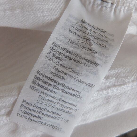 J Crew White Eyelet Flutter-Sleeve Pom-Pom Trim Top Size XXS - Picture 6 of 7